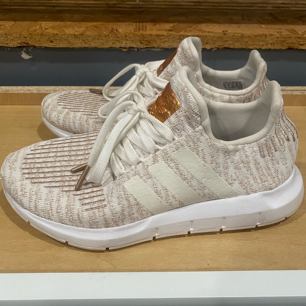 Adidas Women's Cream and White Knit Sneakers